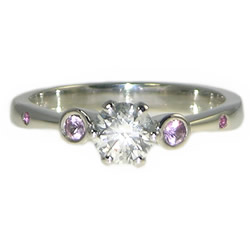 0.54ct h si diamond and pink sapphire platinum engagement ring