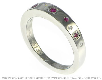 Sally-Anne's platinum ruby and diamond eternity ring