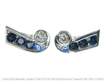 9ct white gold earrings with sapphires and diamonds