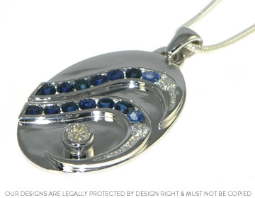 9ct white gold pendant with sapphires and diamonds 