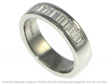 Palladium eternity ring with ten baguette cut diamonds