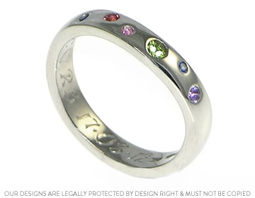 Rebecca's unusual multi coloured wedding ring