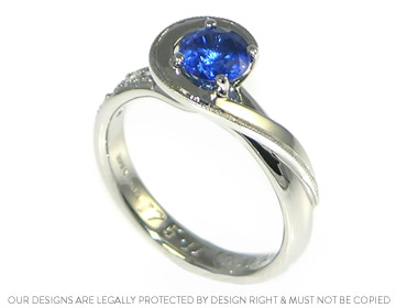 Helter Skelter Twist Style Engagement Ring with Sapphires