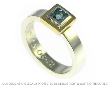 Claire's 9ct white gold ring with a princess cut aquamarine