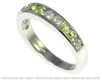 Wendy's bespoke platinum, diamond and peridot ring