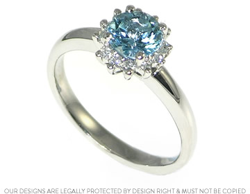 Classic cluster design with Aquamarine and diamonds