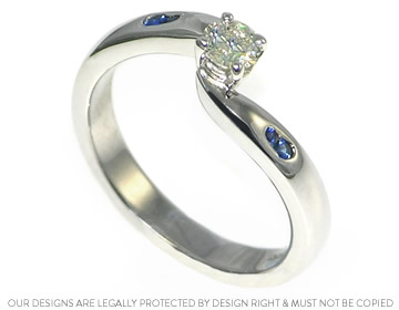 9ct white gold, diamond and sapphire engagement ring