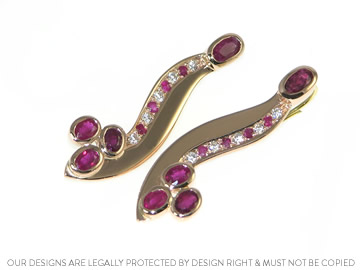 9ct rose gold earrings with rubies and diamonds