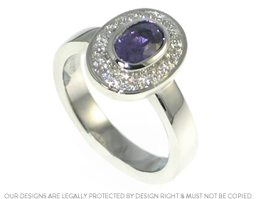 Jenna's engagement ring with a colour change purple sapphire