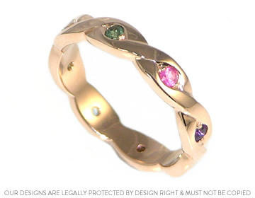 Kate's 9ct rose gold Celtic style eternity ring with birthstones