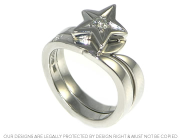 Nicola's unusual palladium open style wedding ring