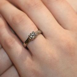 recycled diamond and 18ct fairtrade and fairmined solitaire