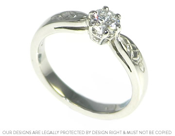 Kate's celtic inpired engagement ring with a sparkly diamond