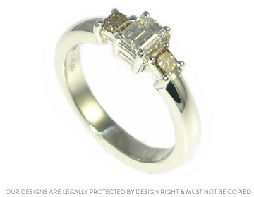 9ct recycled white gold engagement ring with emerald cut diamond