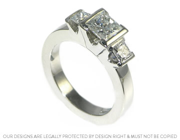 Suzy's three stone princess cut diamond engagement ring