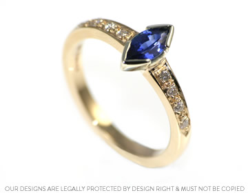 Helen's bespoke 9ct yellow gold marquise sapphire engagement ring