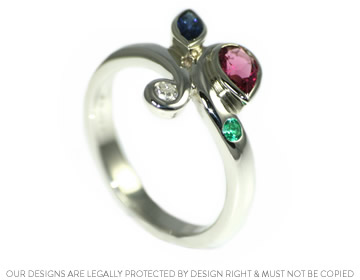 Bespoke ring with a beautiful cluster of precious stones