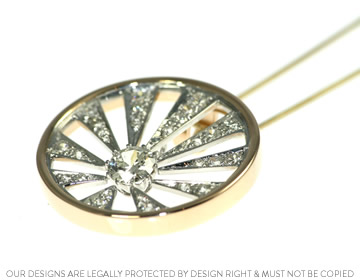 Art Deco style sunbeam inspired diamond pendant