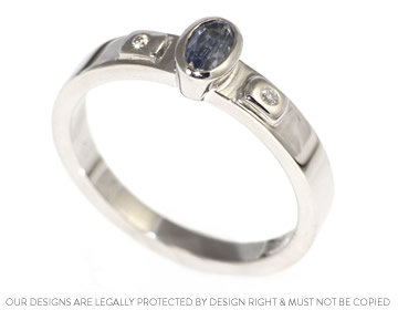 Hebe and Ben's sapphire engagement ring with diamonds