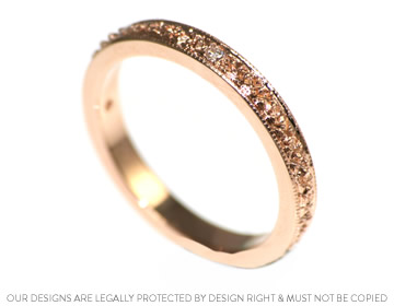 Handmade antique styled rose gold wedding ring with diamonds