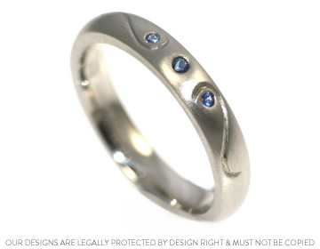 Lindsey's bespoke wedding ring with lovely blue sapphires