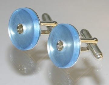 Pale blue acrylic disc cufflinks