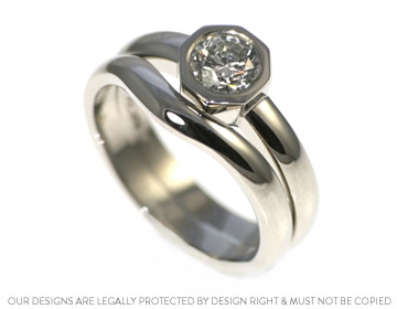 Tracey's octagon shaped platinum engagement ring