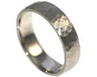palladium wedding ring with a satin and hammered finish