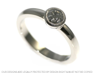 Lindsey's grey diamond solitaire engagement ring