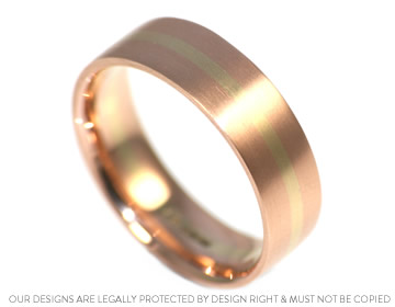 Mixed metal wedding ring with a smooth satin finish