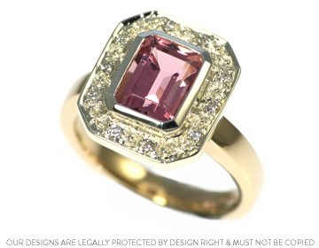 Louise's stunning pink tourmaline ring handcrafted in different metals