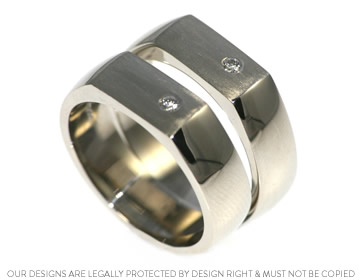 Matching wedding rings with contrasting finishes