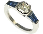 bodil's art deco influenced diamond and sapphire engagement ring