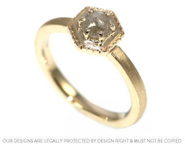 Shelly's rose cut diamond and 9ct yellow gold engagement ring