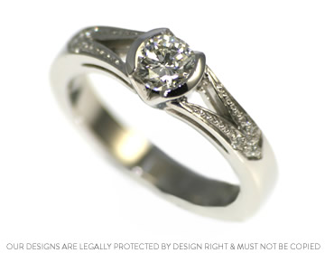 Alison's stunning diamond split shoulder engagement ring