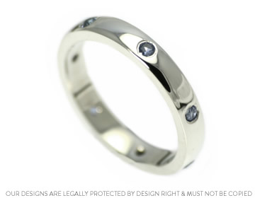 Lorna and James loved the blue sapphires for this wedding ring