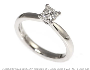 Princess cut diamond and palladium solitaire