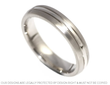 Palladium wedding ring with contrasting finishes