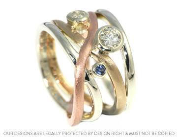 Janine's mixed gold, diamond and sapphire commitment ring