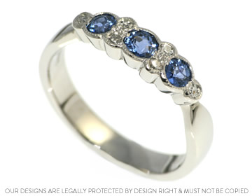 Nessa's sapphire and diamond ring made from her antique brooch