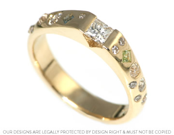 Claire's eternity ring with diamond, aquamarine and peridot