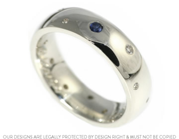 Joanne's 9ct white gold eternity ring with diamonds and sapphires