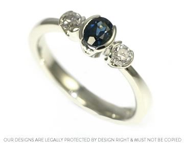 Ceri's sapphire and diamond trilogy engagement ring