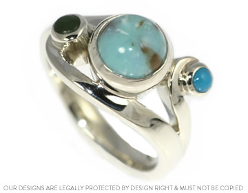 Helen's unique turquoise and jade dress ring