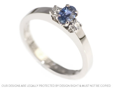 Maggie's trilogy style diamond and sapphire engagement ring 