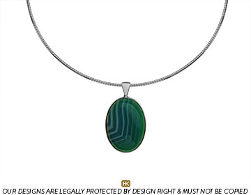 Green coloured oval sardonyx and Sterling silver pendant 