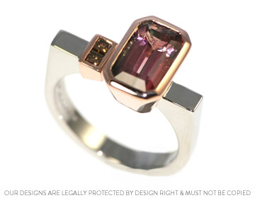 Striking dress ring with a watermelon tourmaline