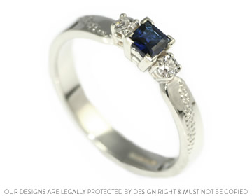 Cat's bespoke sapphire engagement ring with diamonds