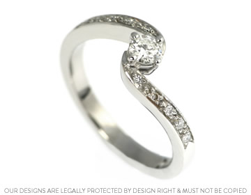 Beautiful palladium twist style engagement ring with diamonds