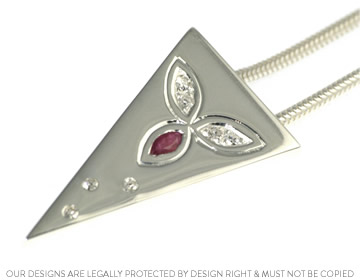 Lyn's Unique Sterling Silver, Ruby and Diamond Pendant